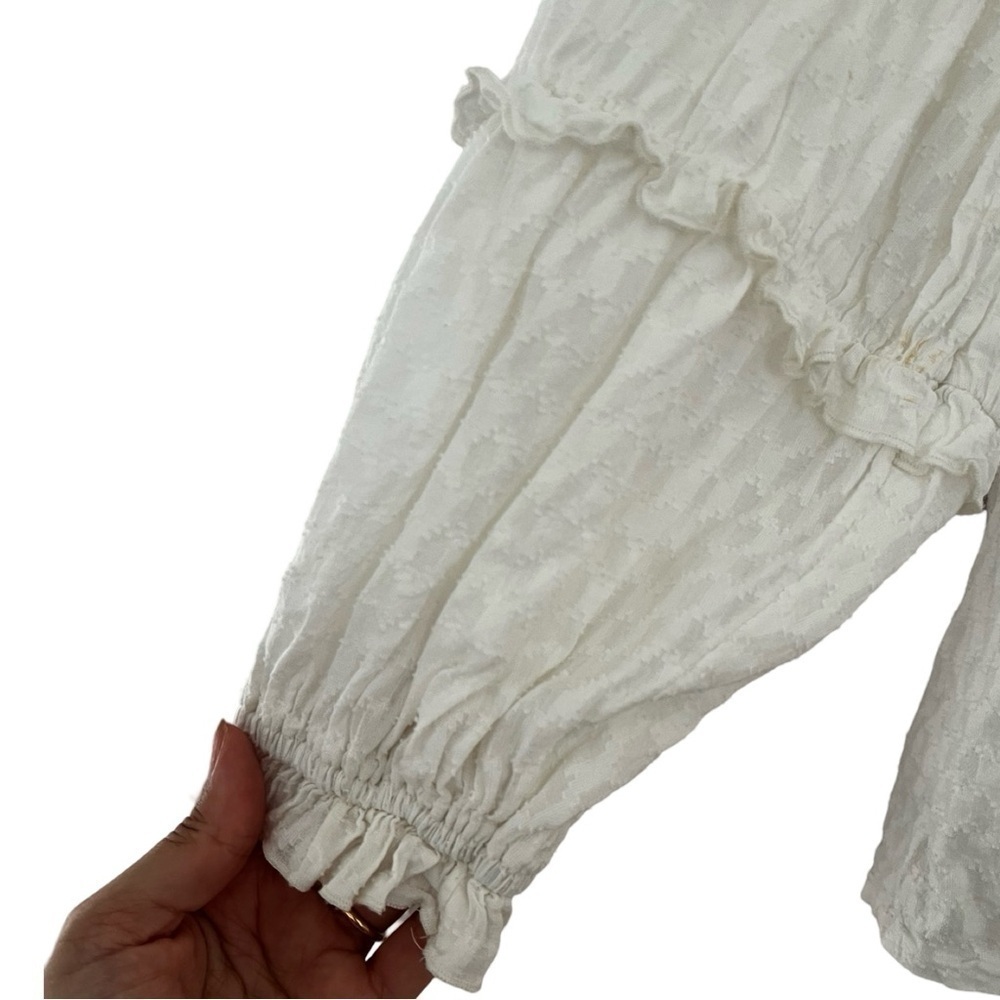 ANTHROPOLOGIE MAEVE Angela Ruffle Peasant Blouse White 100% Sz S - Picture 4 of 8